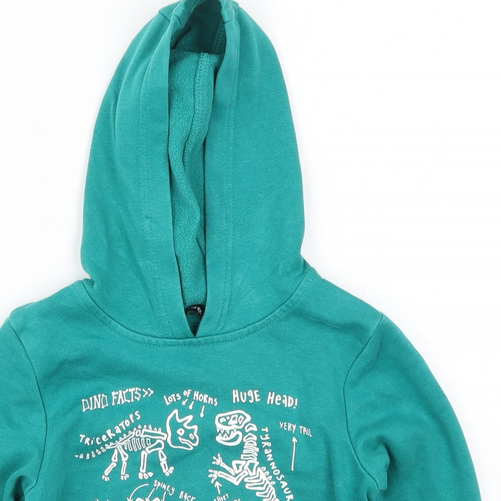 George Boys Green   Pullover Hoodie Size 3-4 Years  - Dino Facts Fossils