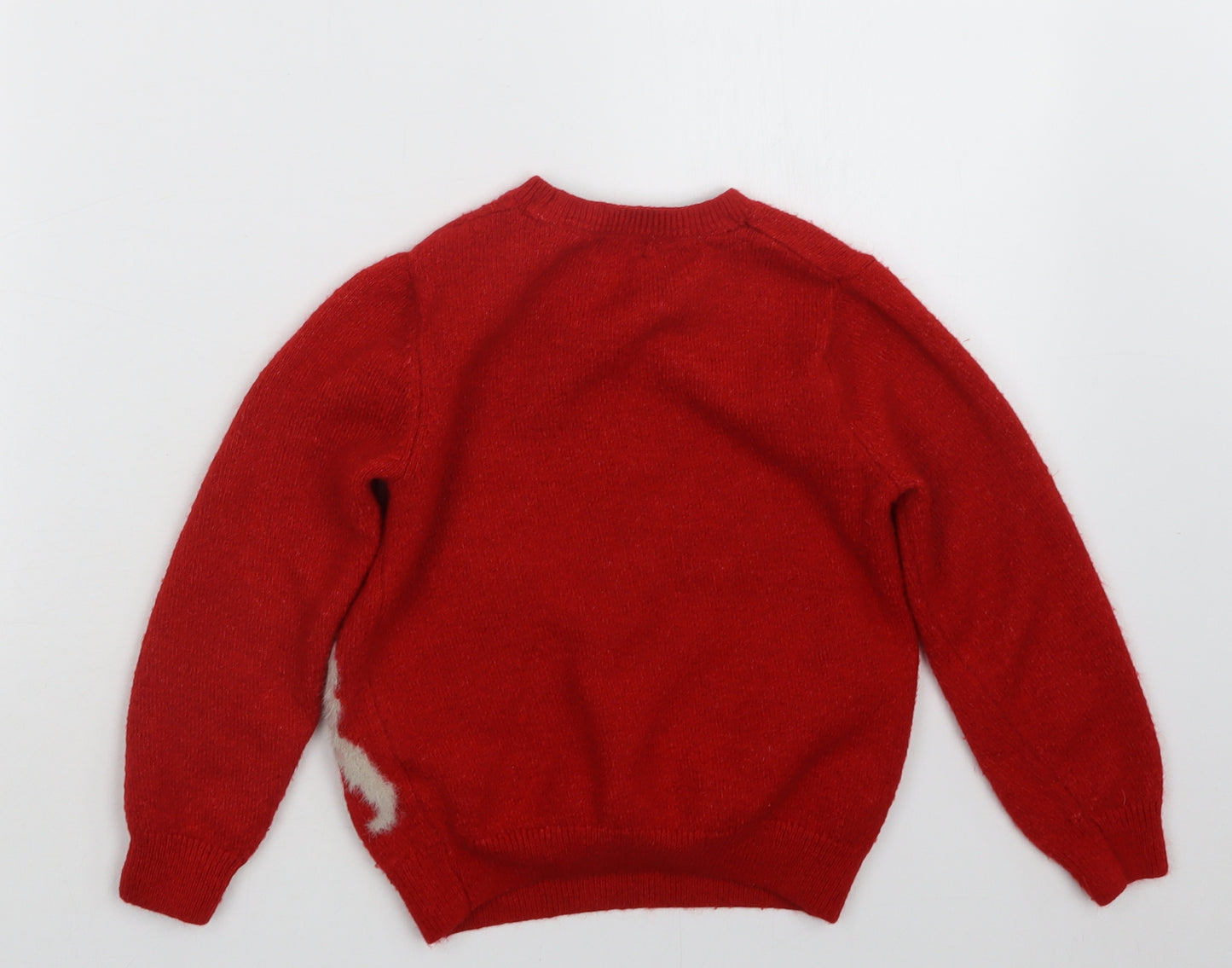 F&F Girls Red  Knit Pullover Jumper Size 6-7 Years  - Christmas