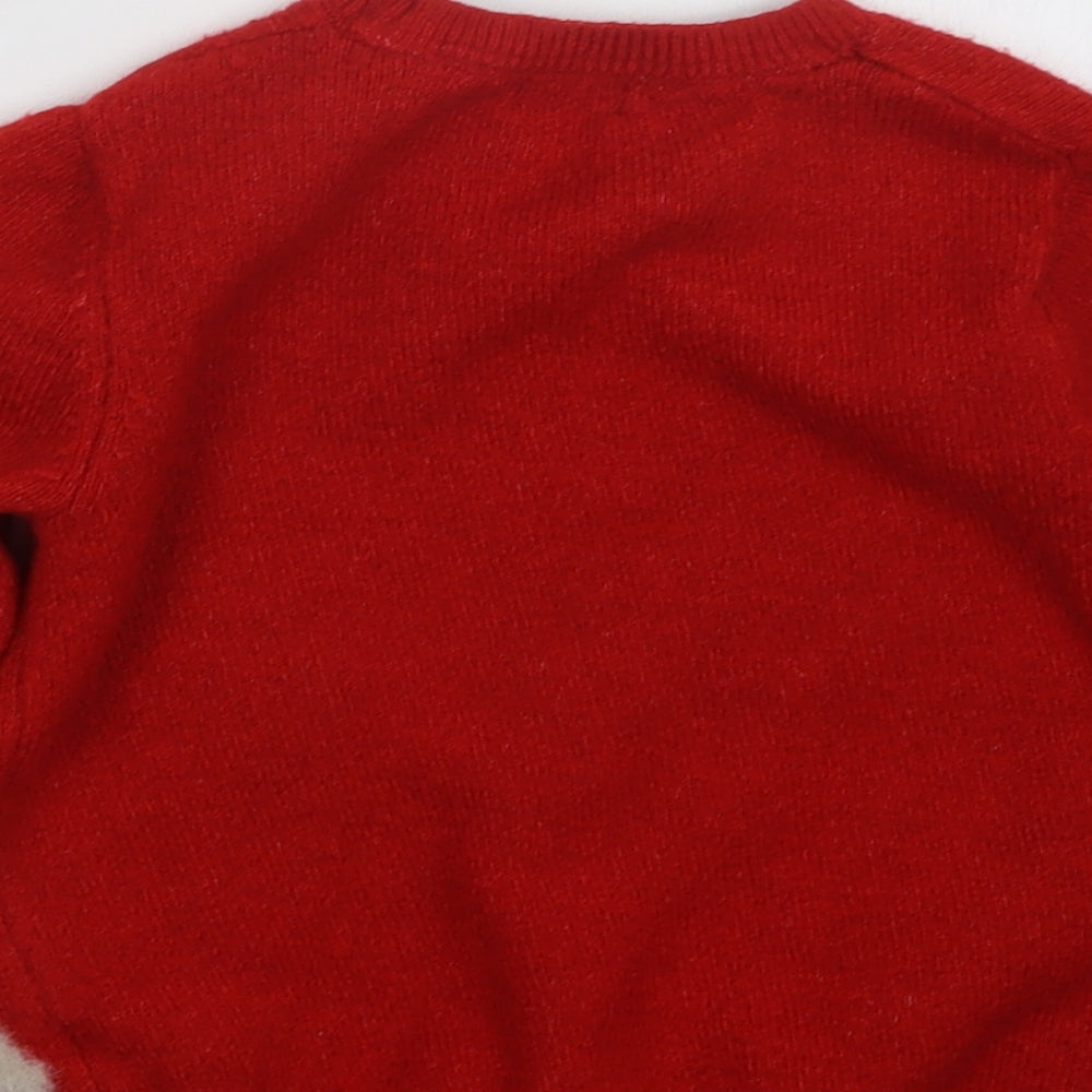 F&F Girls Red  Knit Pullover Jumper Size 6-7 Years  - Christmas