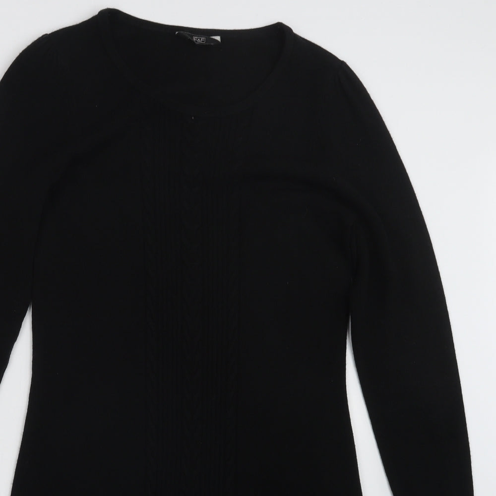 F&F Womens Black  Knit Pullover Jumper Size 8