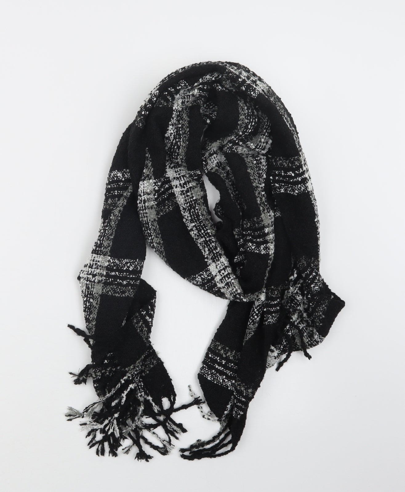 Preworn Womens Black Check Knit  Scarf