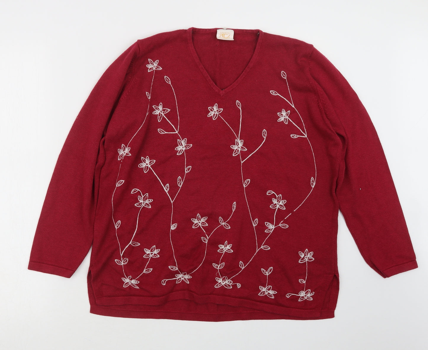 Country Casuals Womens Red  Knit Pullover Jumper Size L