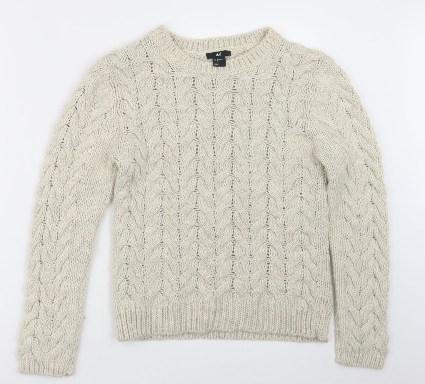 H&M Womens Beige  Knit Pullover Jumper Size S
