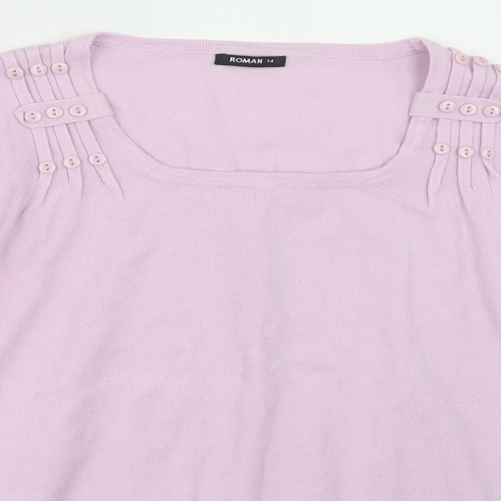 Roman Womens Pink  Knit Pullover Jumper Size 14