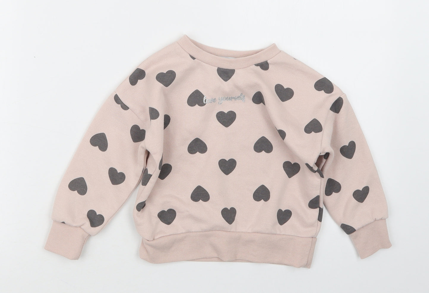 Primark Girls Pink Geometric  Pullover Jumper Size 18-24 Months