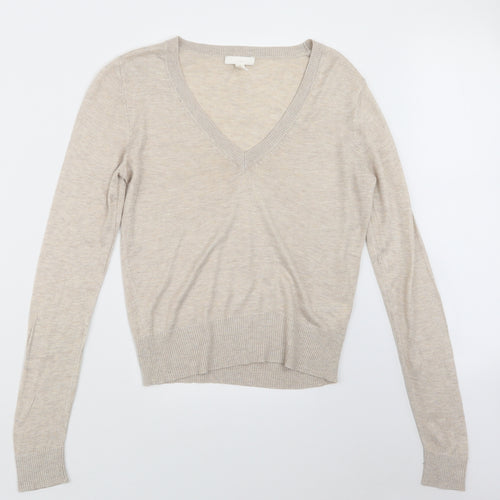 H&M Womens Beige  Knit Pullover Jumper Size S