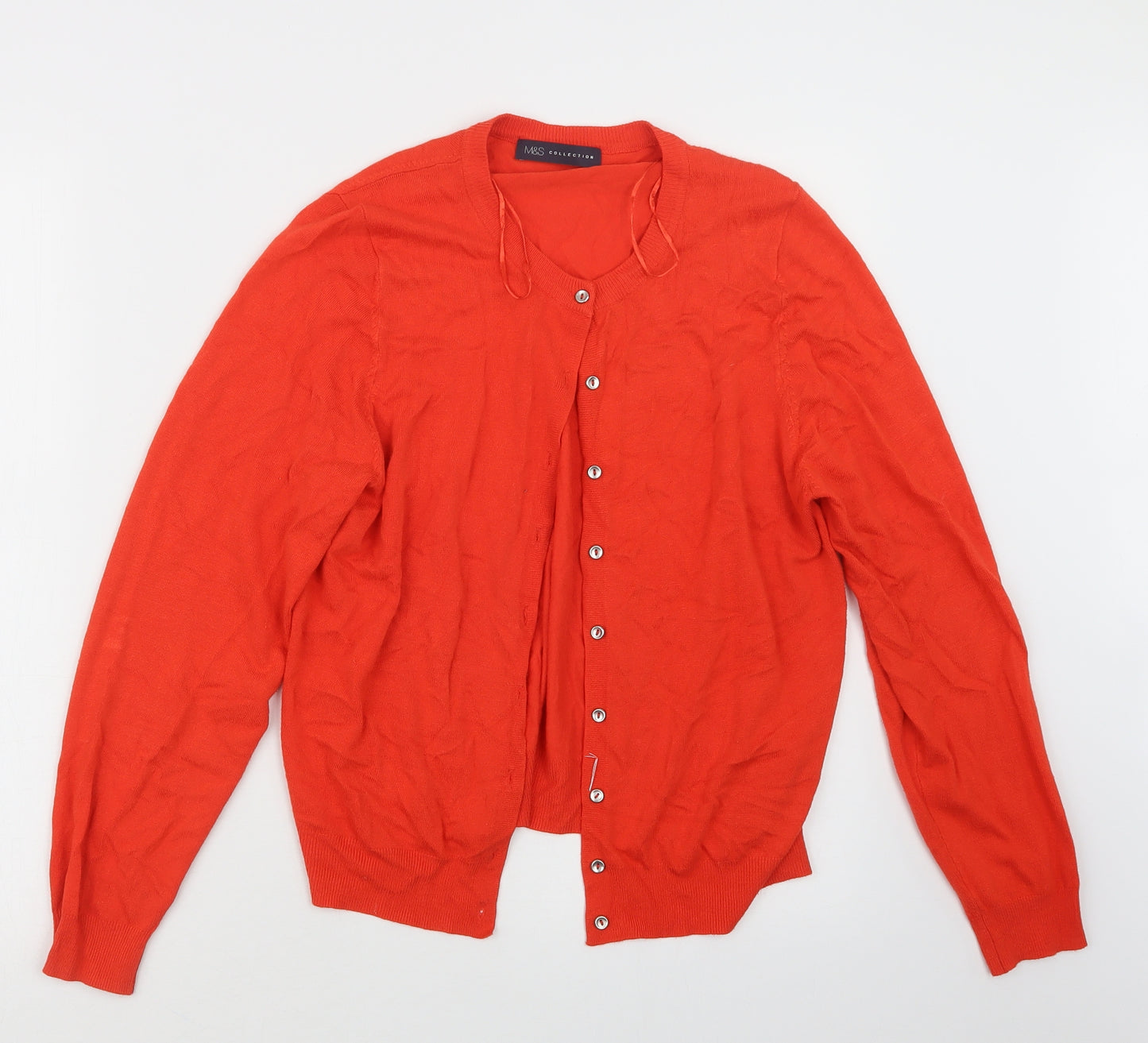 Marks and Spencer Womens Orange  Knit Cardigan Jumper Size 16