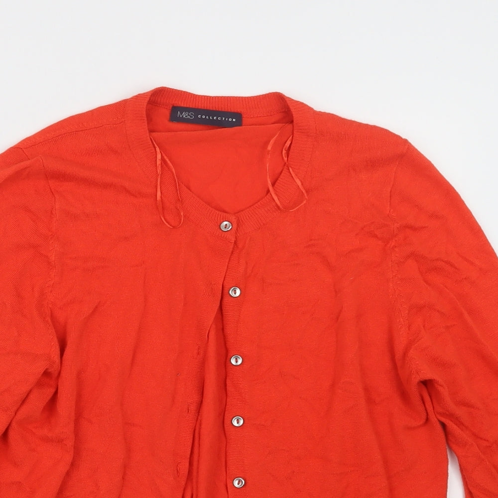 Marks and Spencer Womens Orange  Knit Cardigan Jumper Size 16