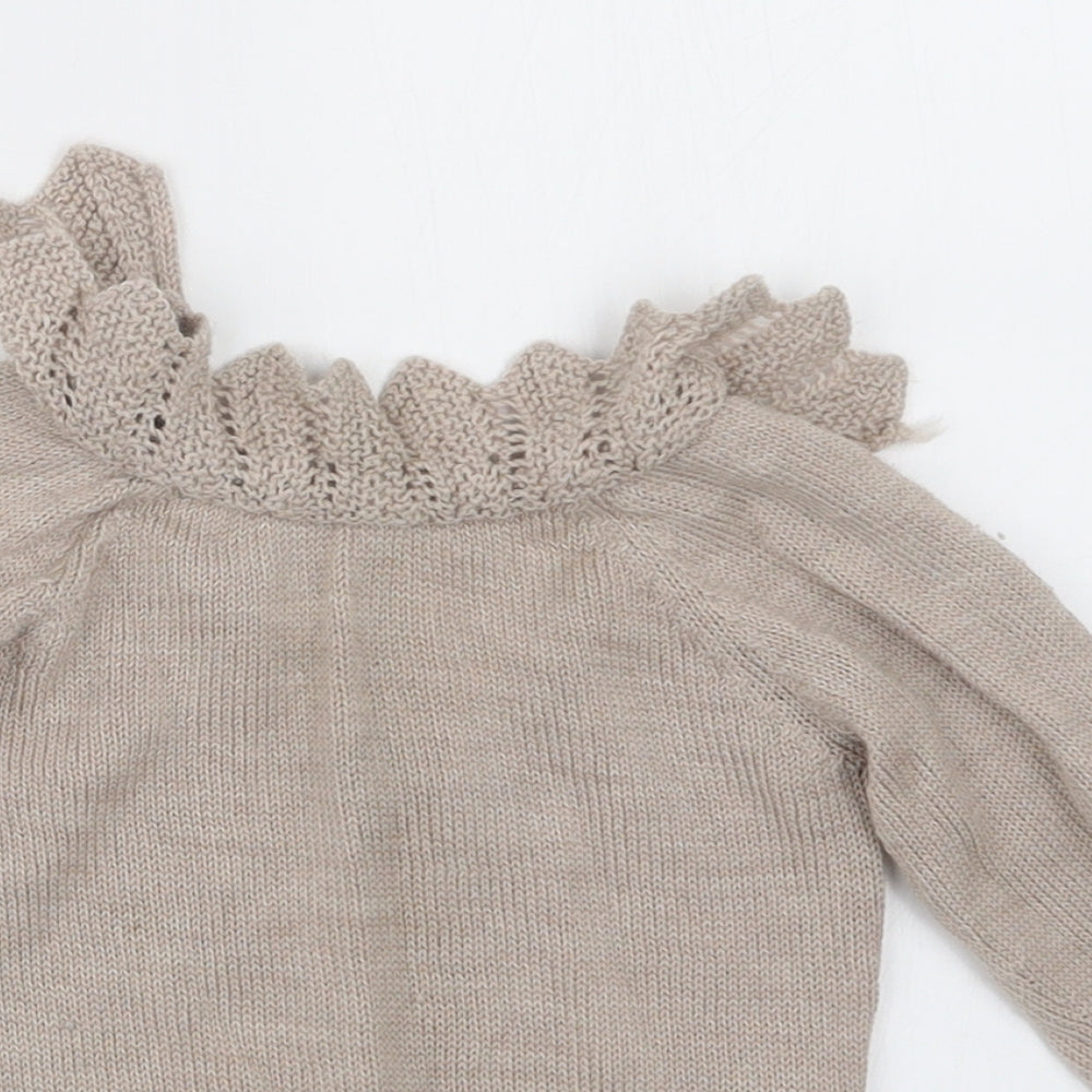 wedoble Girls Beige  Knit Pullover Jumper Size 9-12 Months