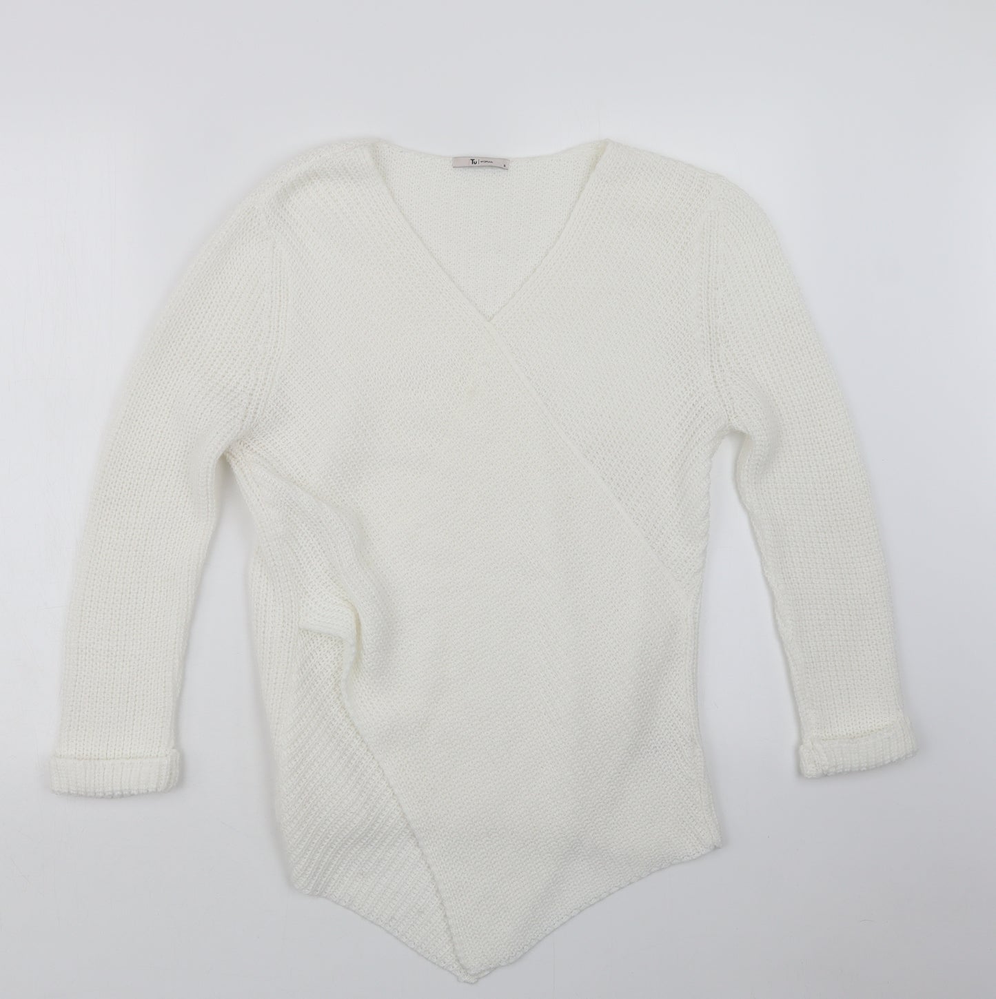 TU Womens White  Knit Pullover Jumper Size 16