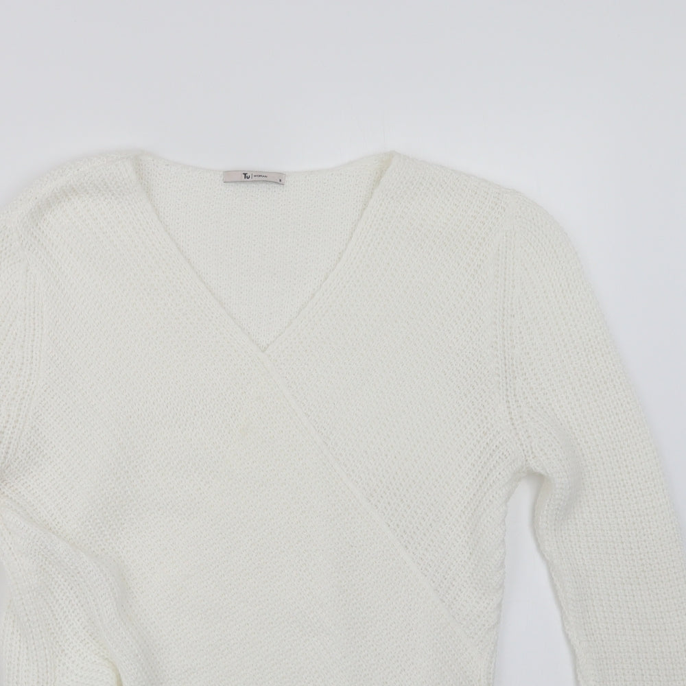 TU Womens White  Knit Pullover Jumper Size 16
