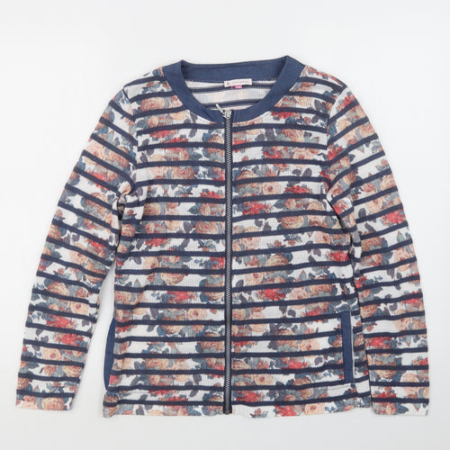 Kalisson Womens White Floral  Jacket  Size M