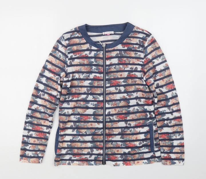 Kalisson Womens White Floral Jacket Size M