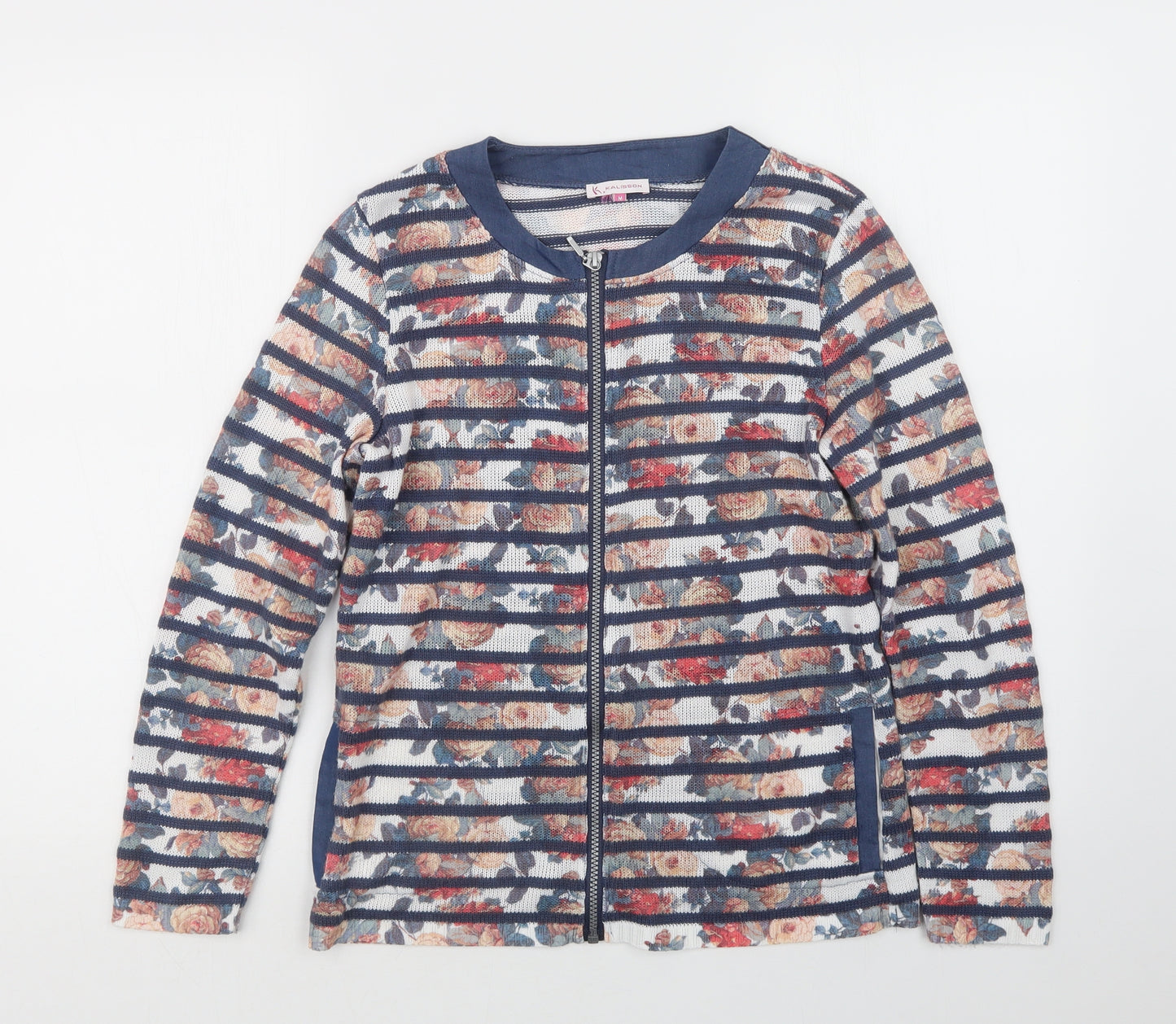 Kalisson Womens White Floral  Jacket  Size M