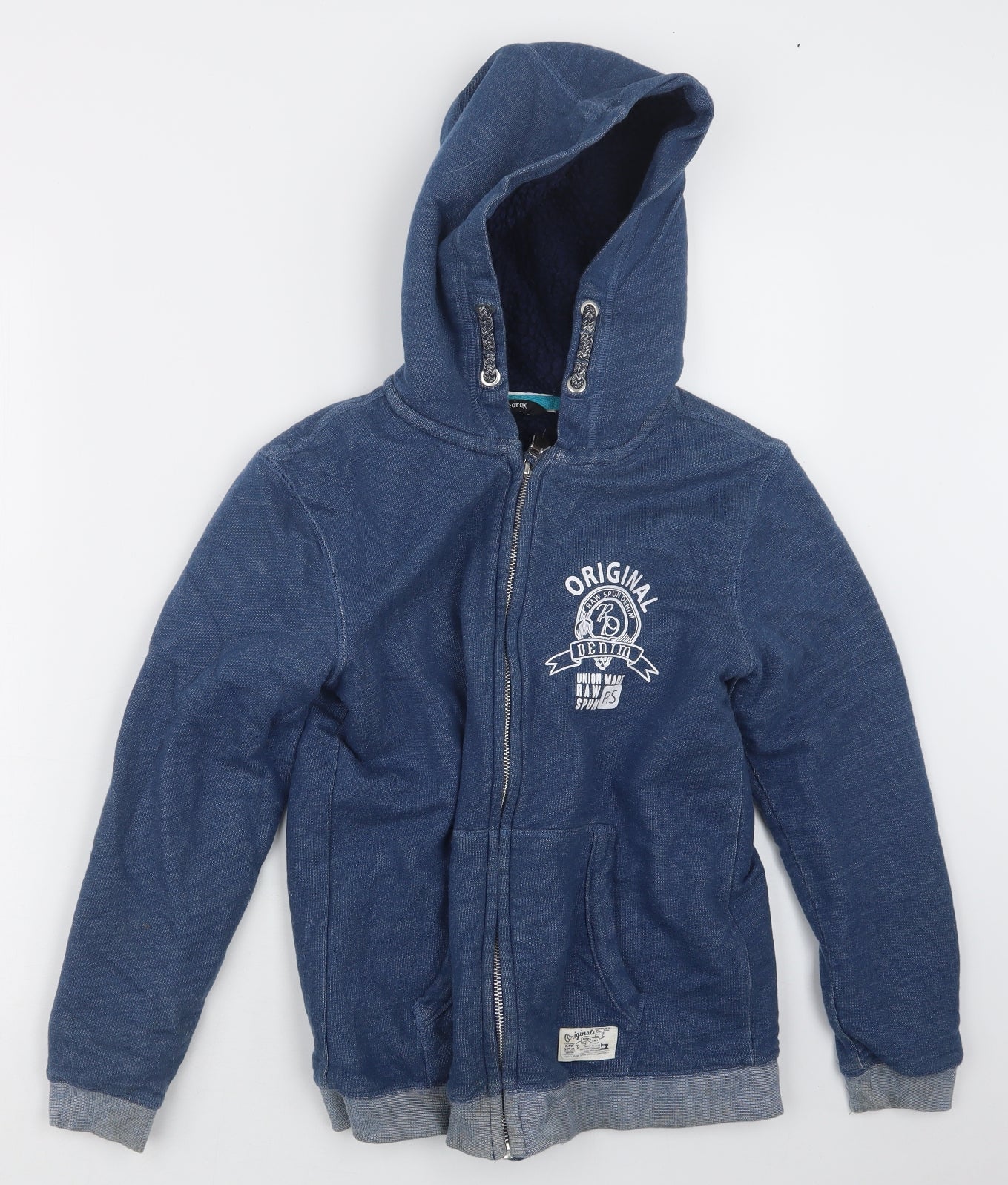 George Boys Blue   Full Zip Hoodie Size 11-12 Years