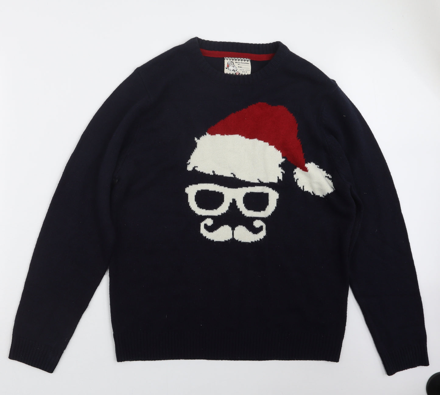 New Look Mens Blue  Knit Pullover Jumper Size XL  - Christmas