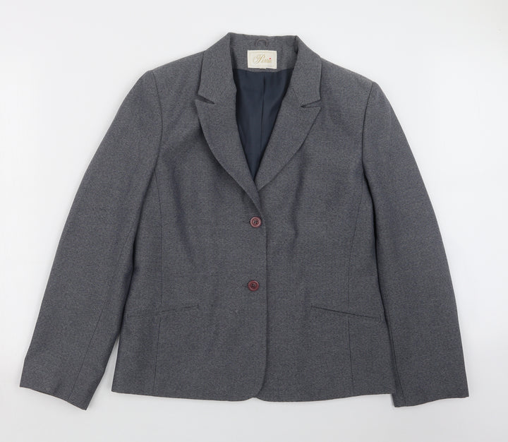 Perrie Womens Blue Jacket Blazer Size 14