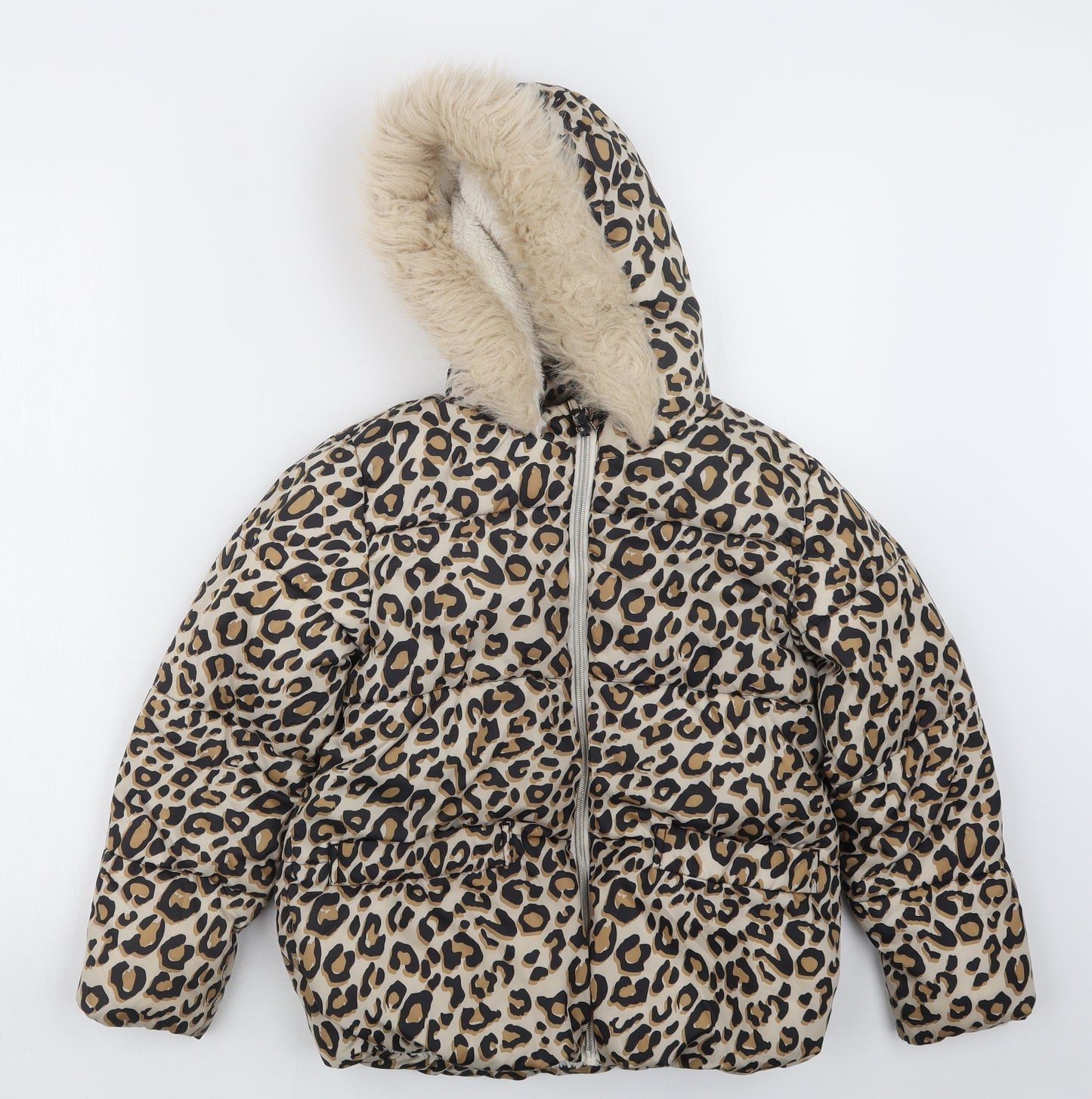 George Girls Brown Animal Print  Jacket Coat Size 9-10 Years