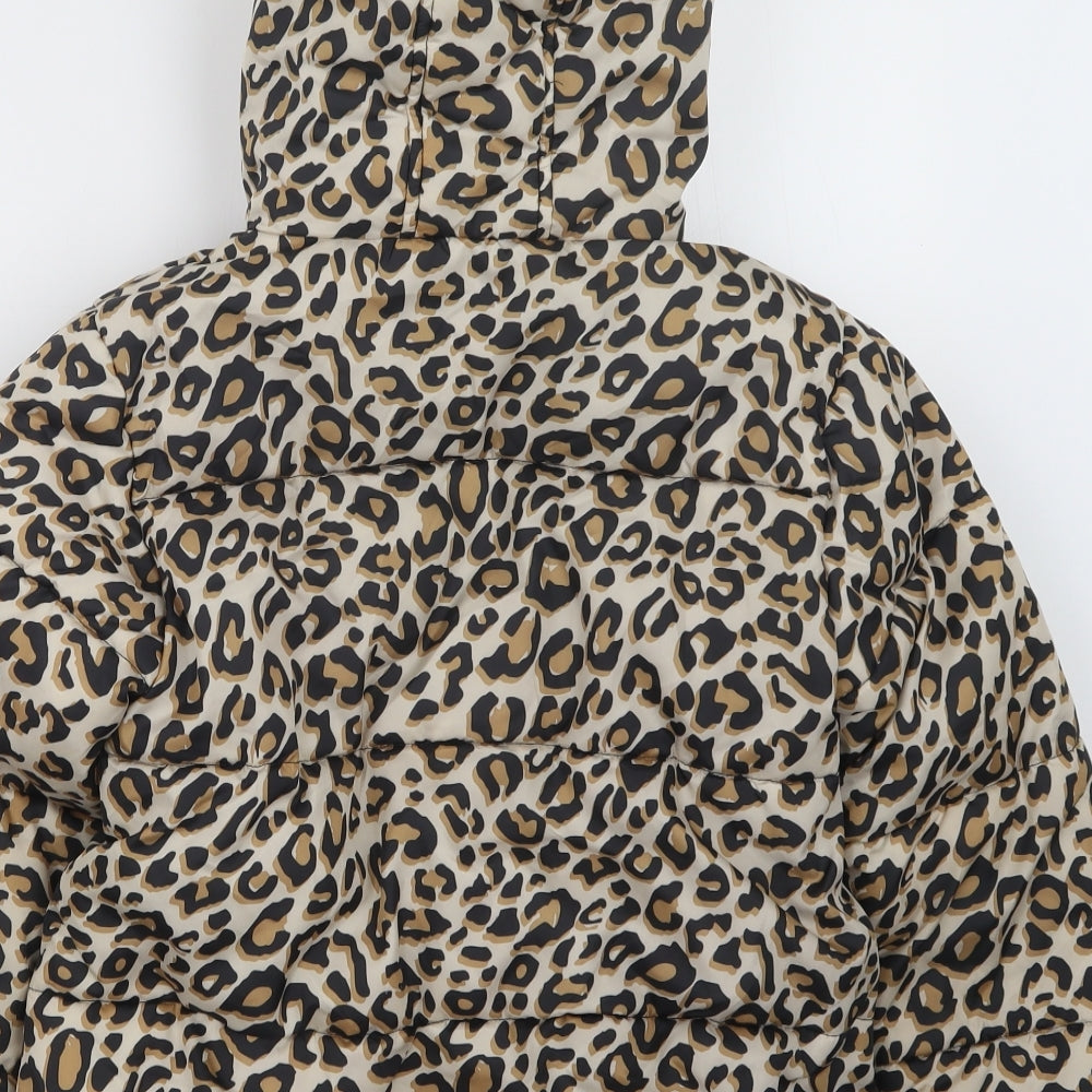 George Girls Brown Animal Print  Jacket Coat Size 9-10 Years