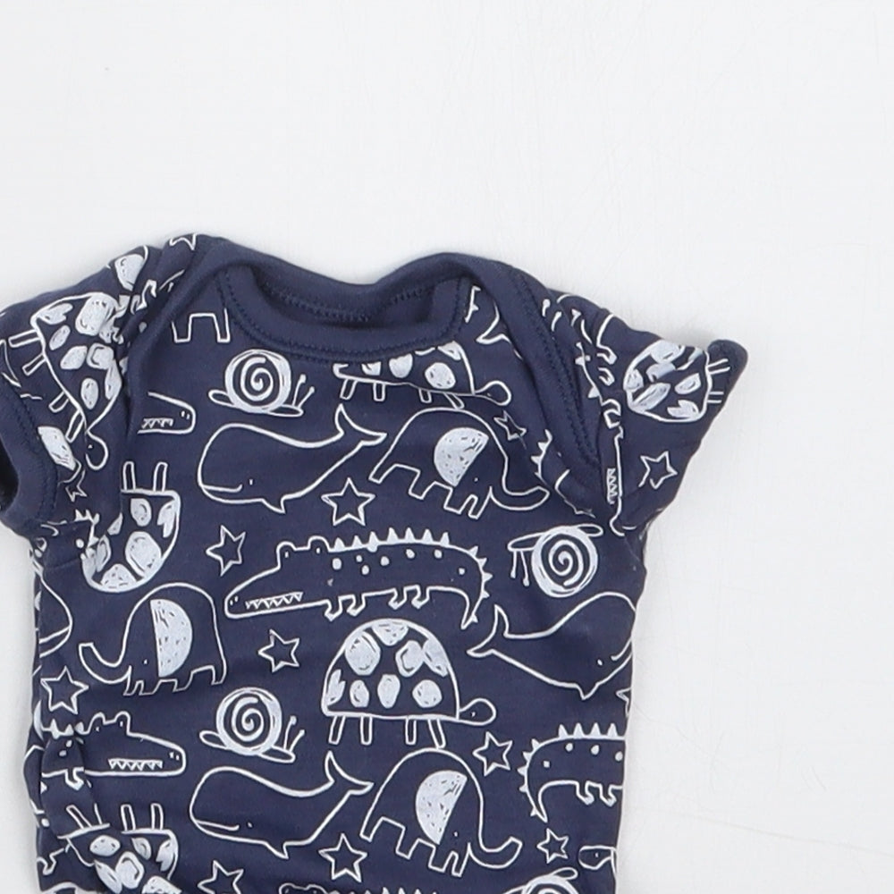 George Boys Blue Geometric  Babygrow One-Piece Size Newborn