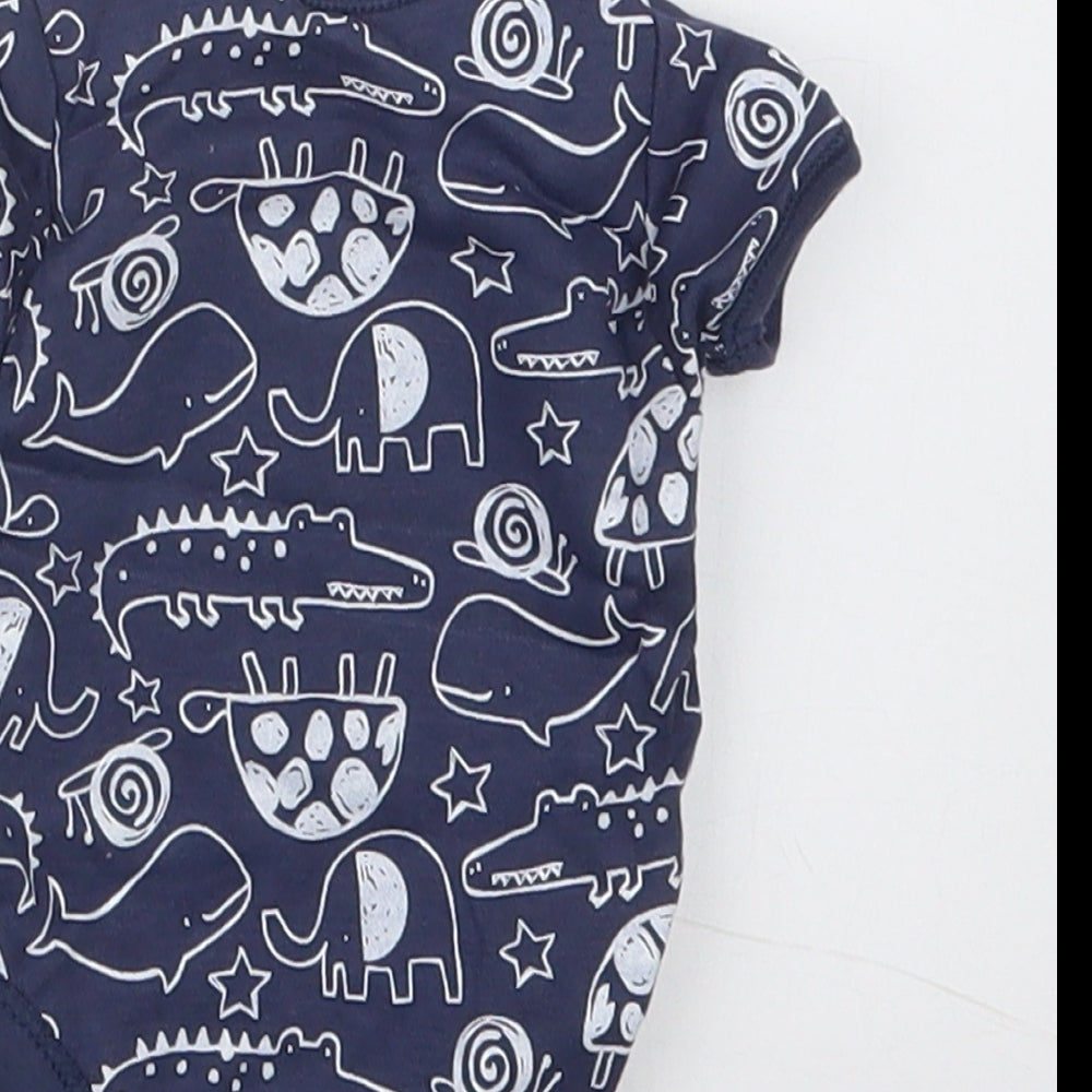 George Boys Blue Geometric  Babygrow One-Piece Size Newborn