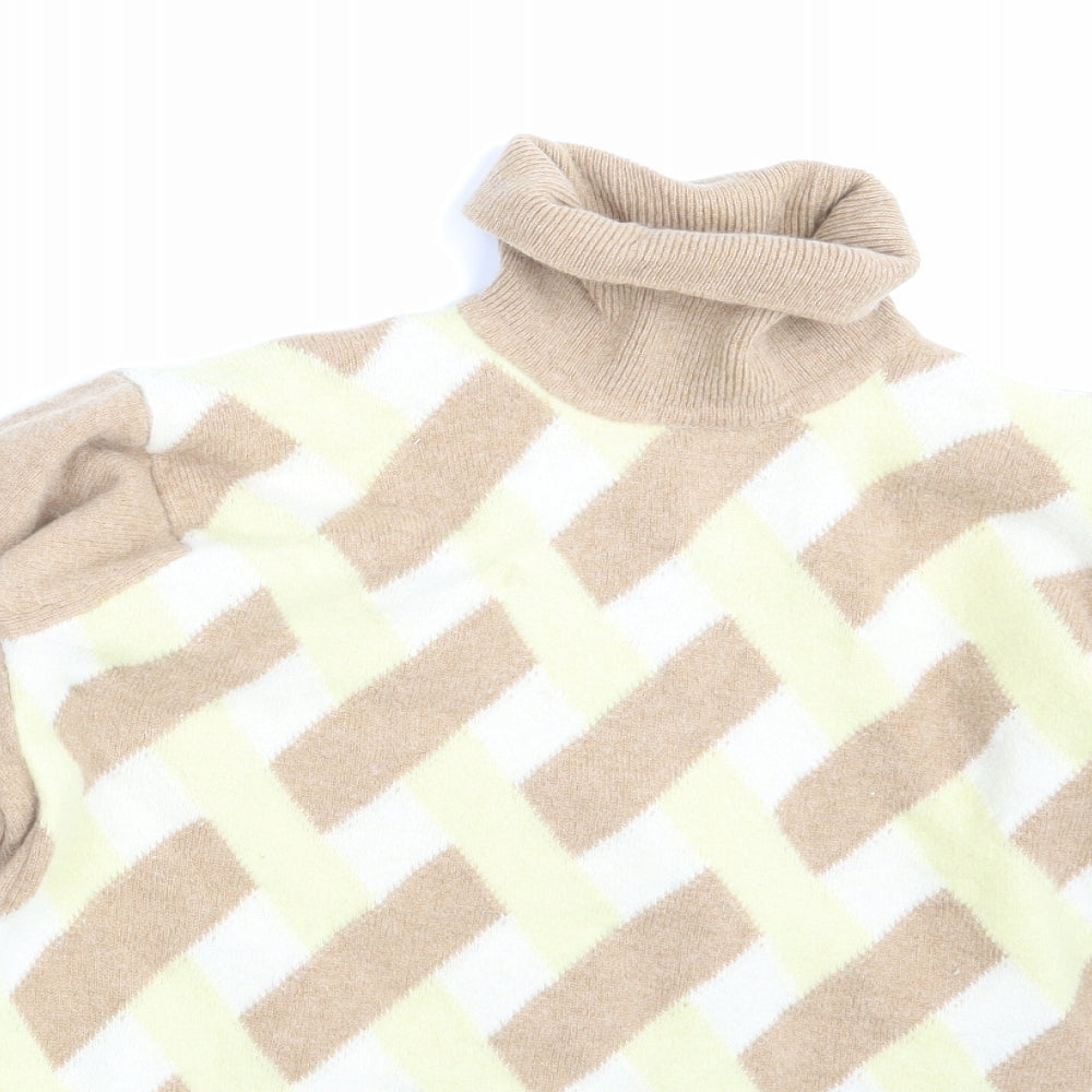 M&S Womens Brown Geometric  Pullover Jumper Size 12