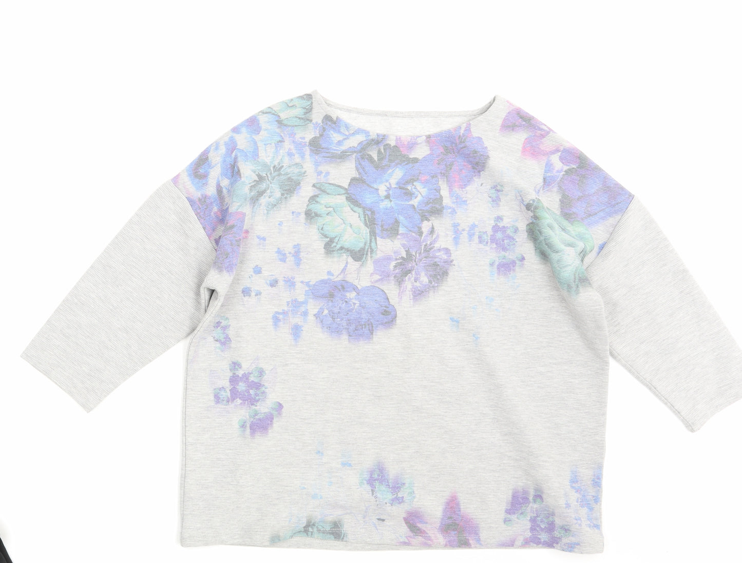Preworn Womens Grey Floral  Pullover Sweatshirt Size 14