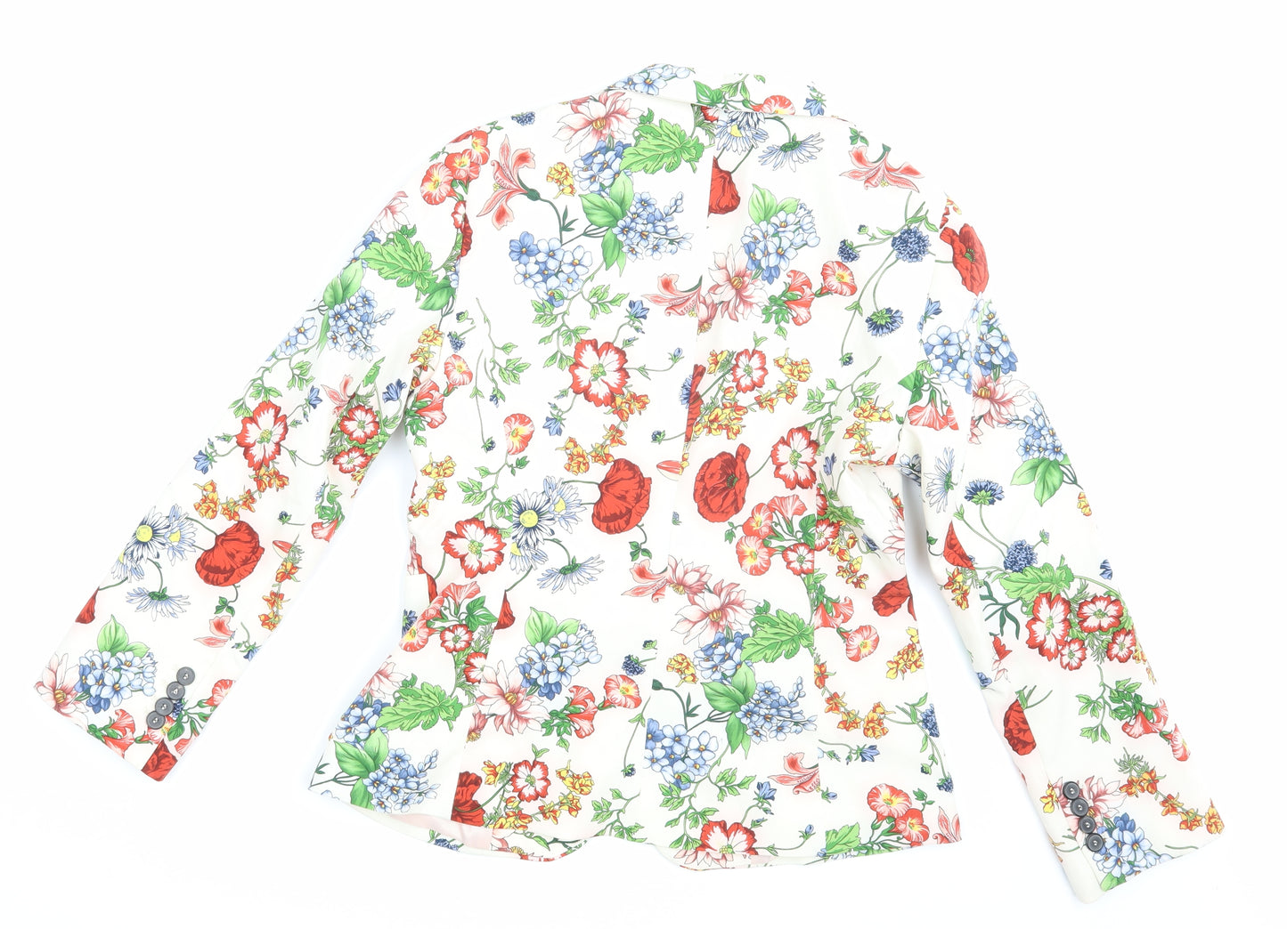 Zara Womens Ivory Floral  Jacket Blazer Size L