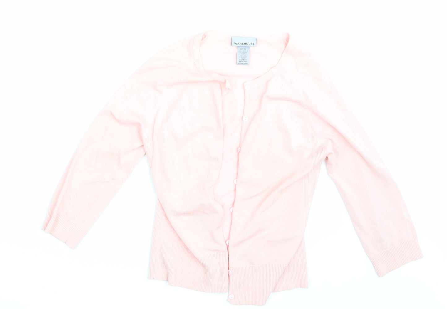 Warehouse Womens Pink  Rayon Cardigan Jumper Size 10