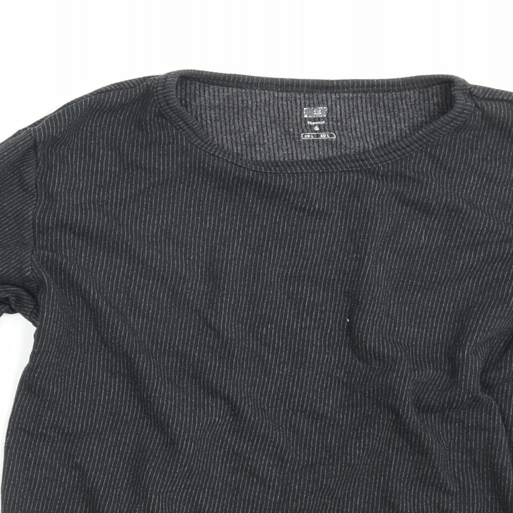 F&F Mens Black Striped  Pullover Sweatshirt Size L