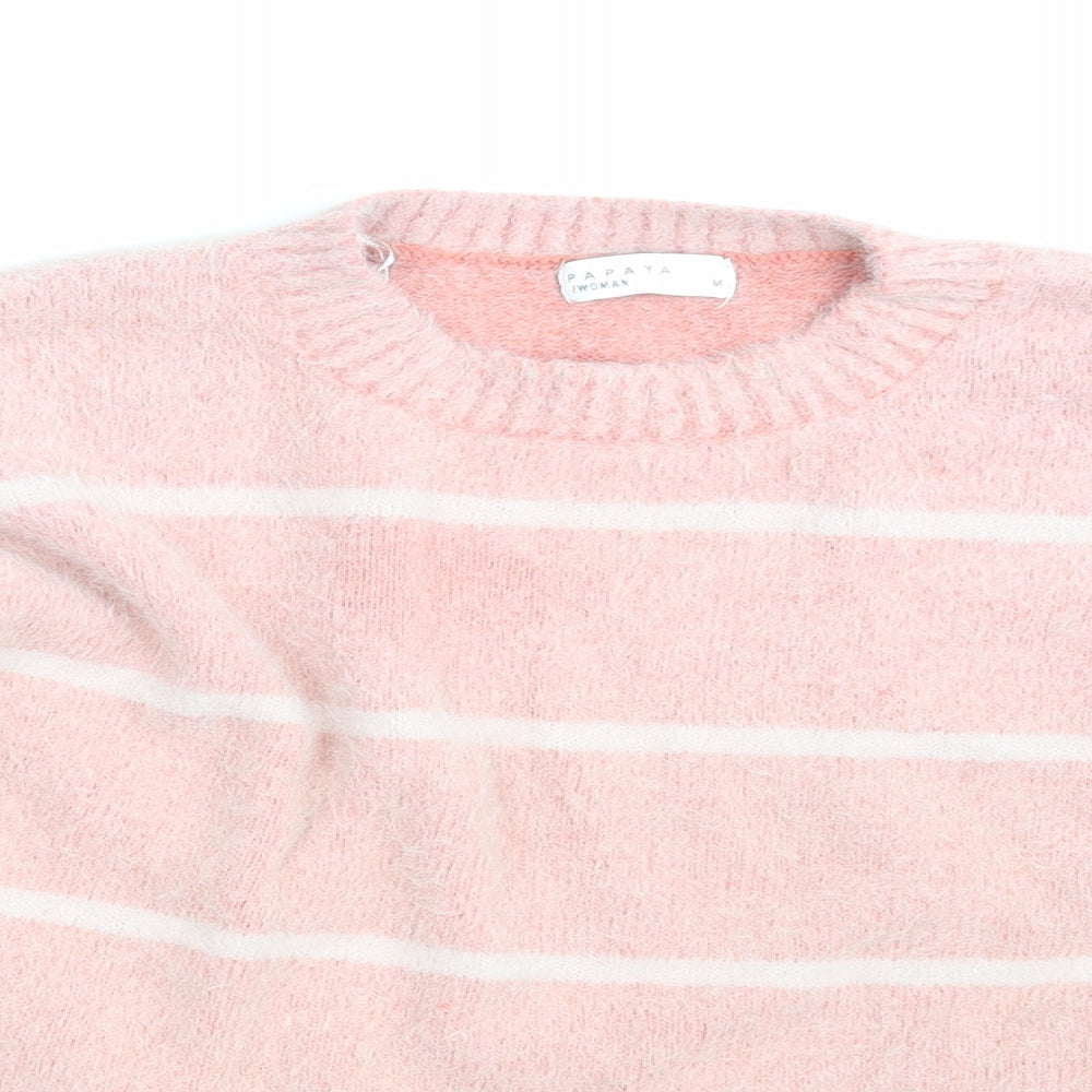 Papaya Womens Pink Striped  Pullover Jumper Size M