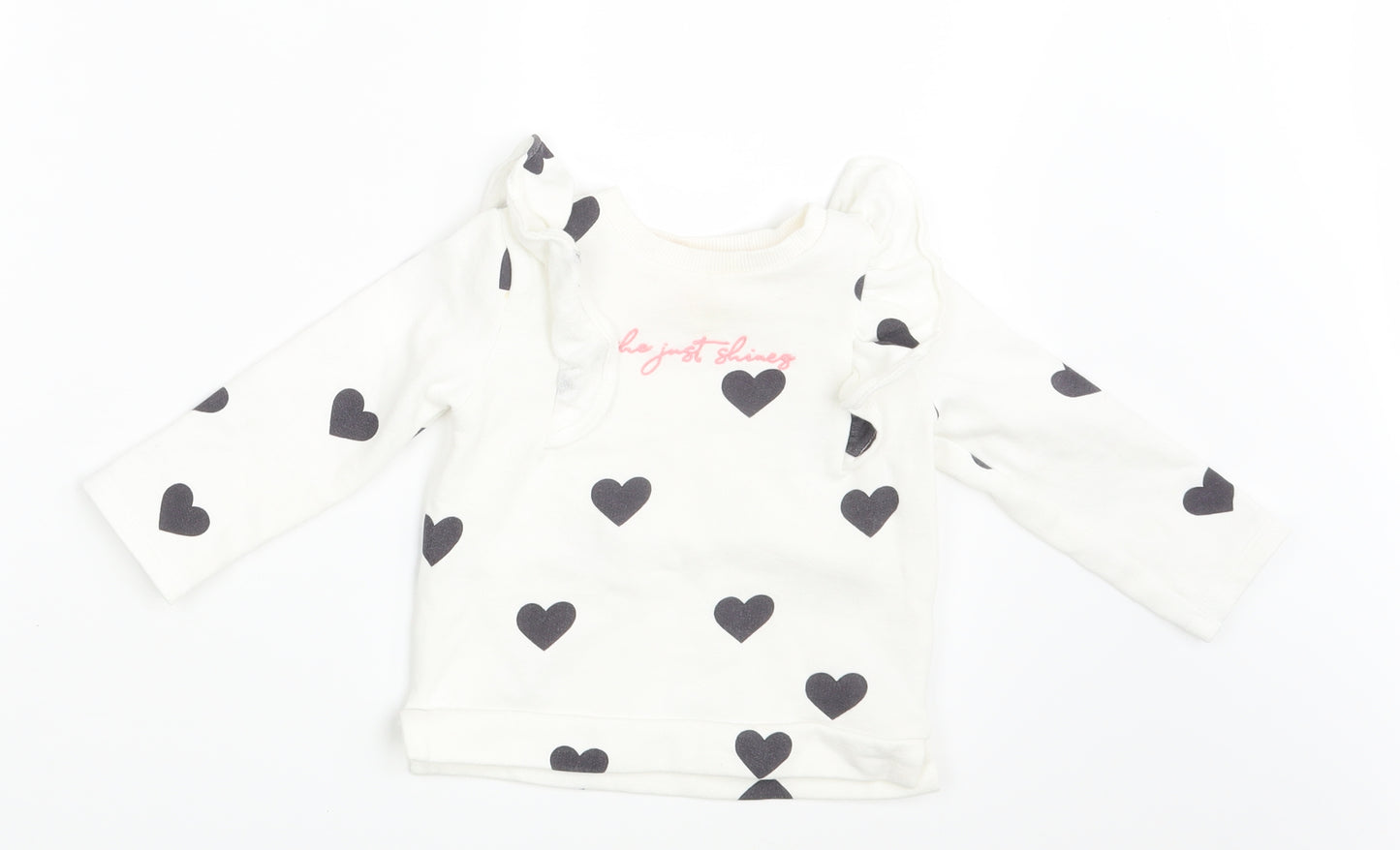 F&F Girls White   Pullover Jumper Size 12-18 Months