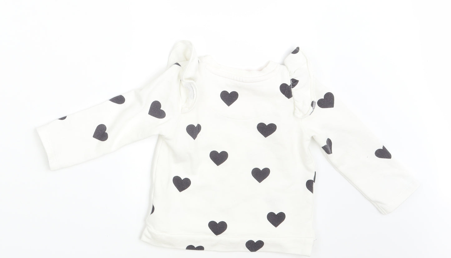 F&F Girls White   Pullover Jumper Size 12-18 Months