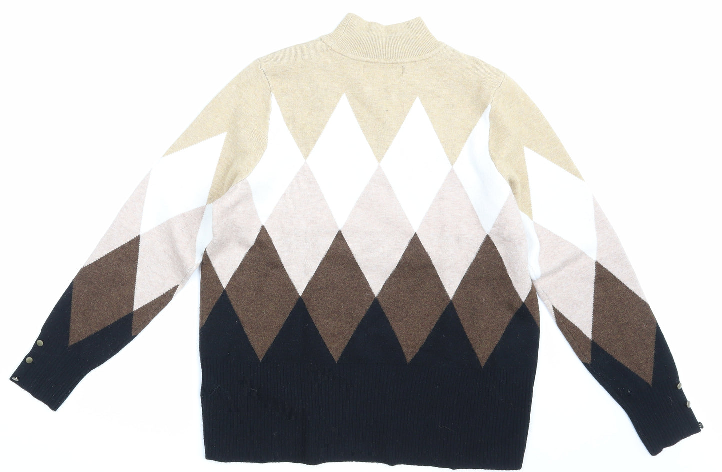 M&S Womens Multicoloured Argyle/Diamond  Pullover Jumper Size 14