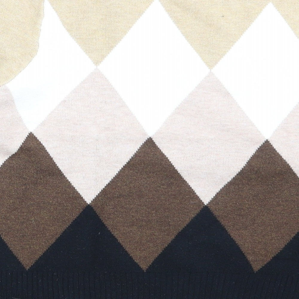 M&S Womens Multicoloured Argyle/Diamond  Pullover Jumper Size 14