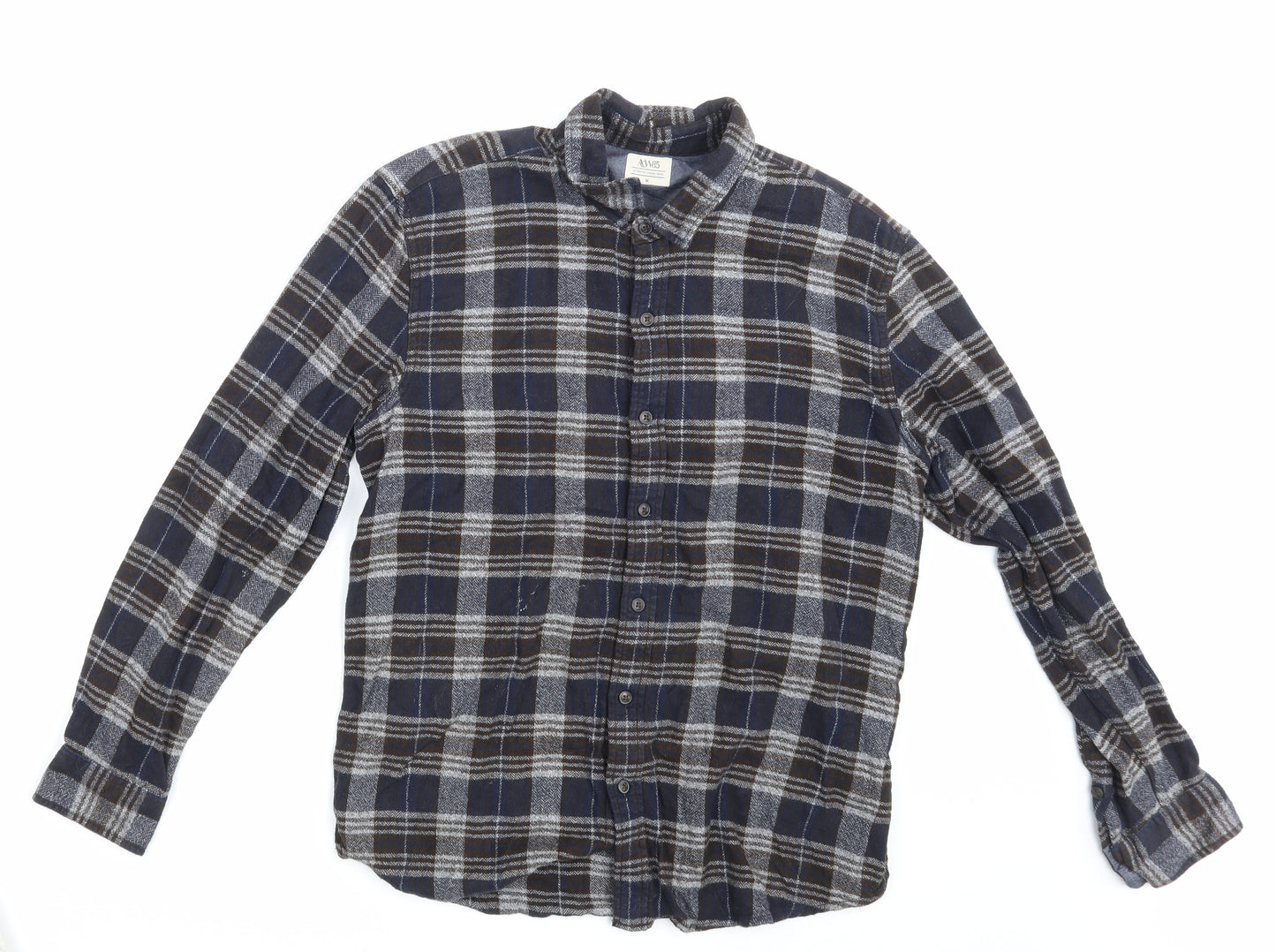 Matalan Mens Beige Check   Button-Up Size M