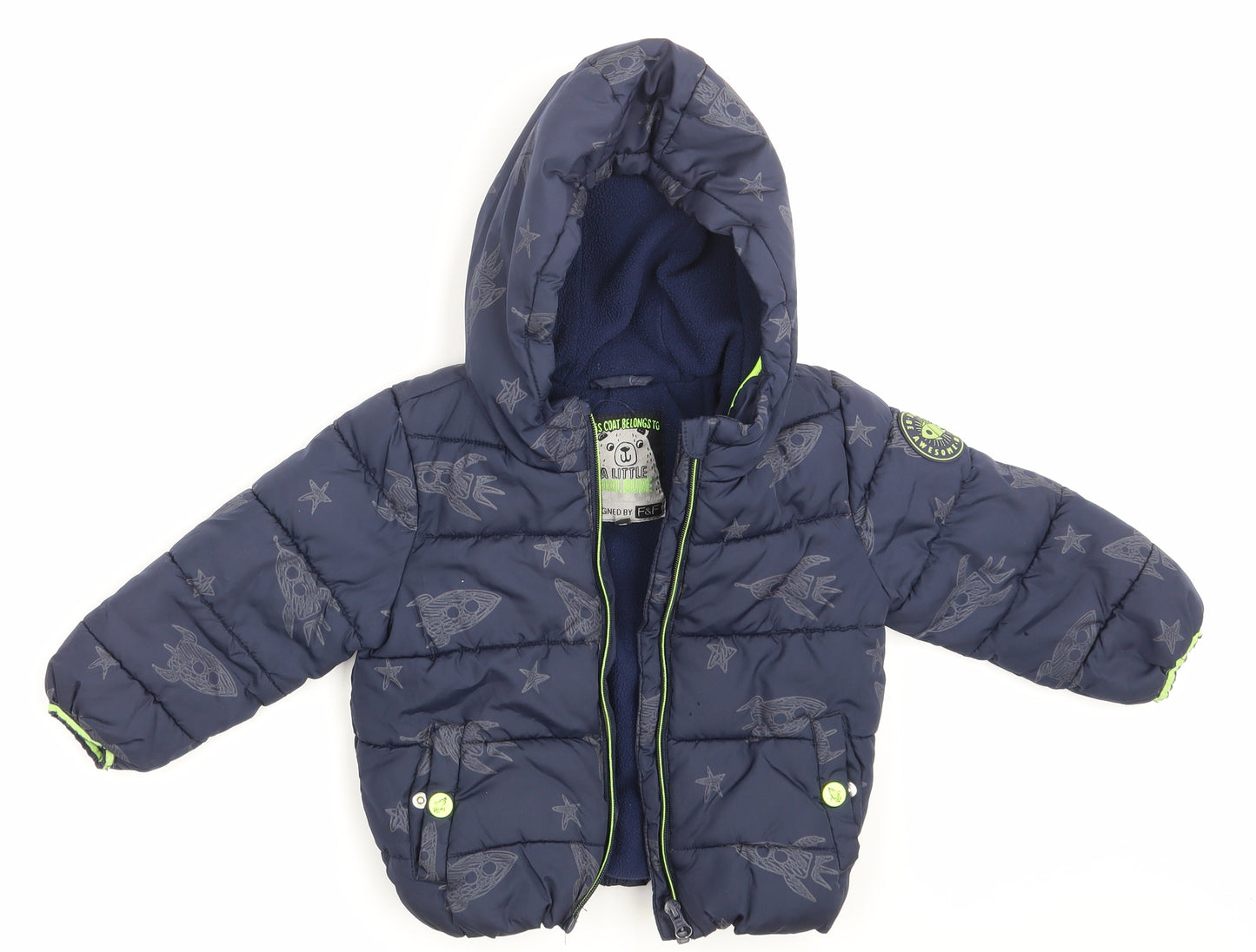 F&F Boys Blue   Puffer Jacket Jacket Size 3-4 Years