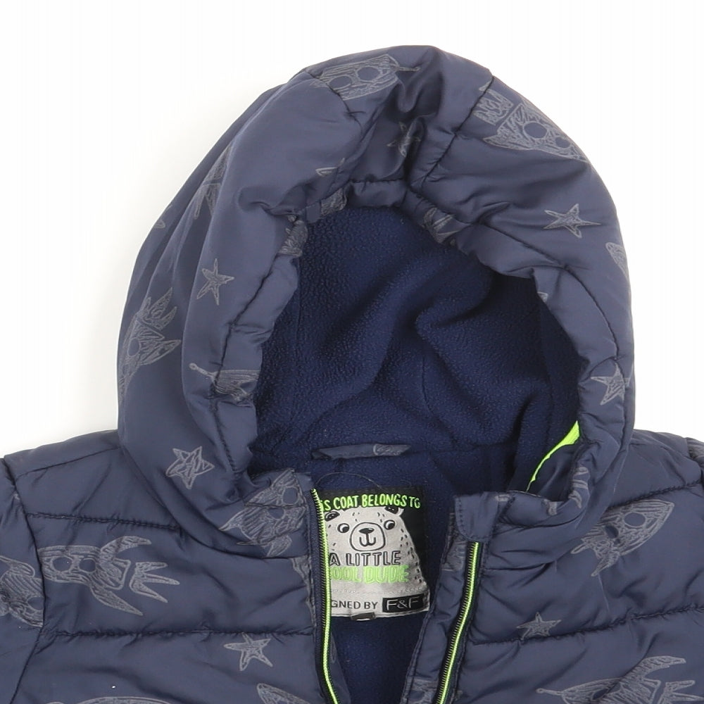 F&F Boys Blue   Puffer Jacket Jacket Size 3-4 Years
