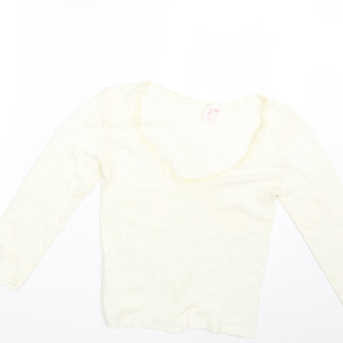 Palm Womens Ivory Argyle/Diamond  Pullover Jumper Size L