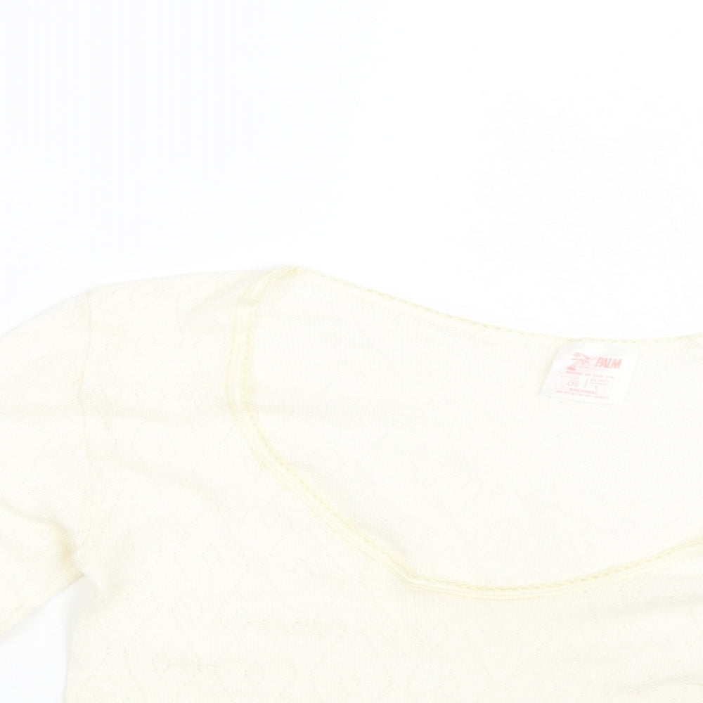 Palm Womens Ivory Argyle/Diamond  Pullover Jumper Size L