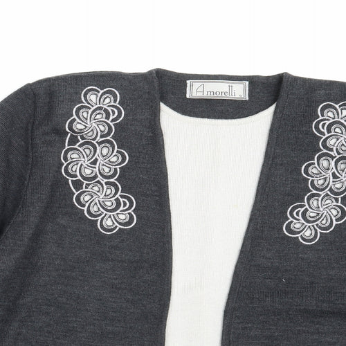Amoretti Womens Grey Floral  Pullover Jumper One Size
