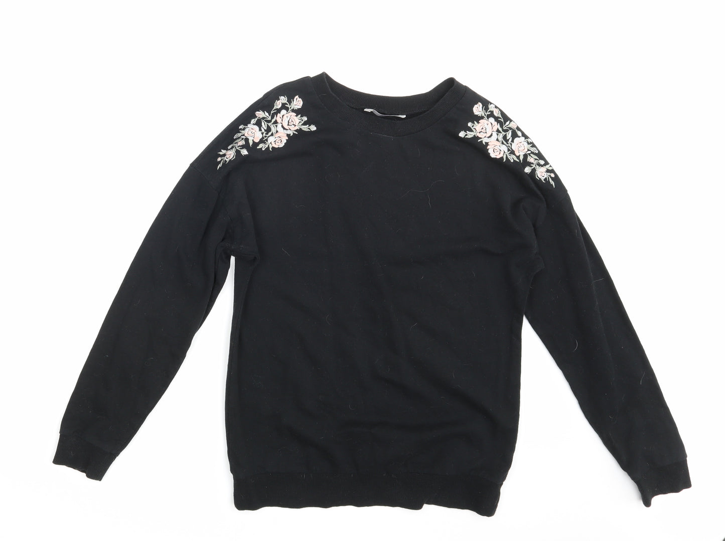 George Womens Black Floral  Basic T-Shirt Size 10