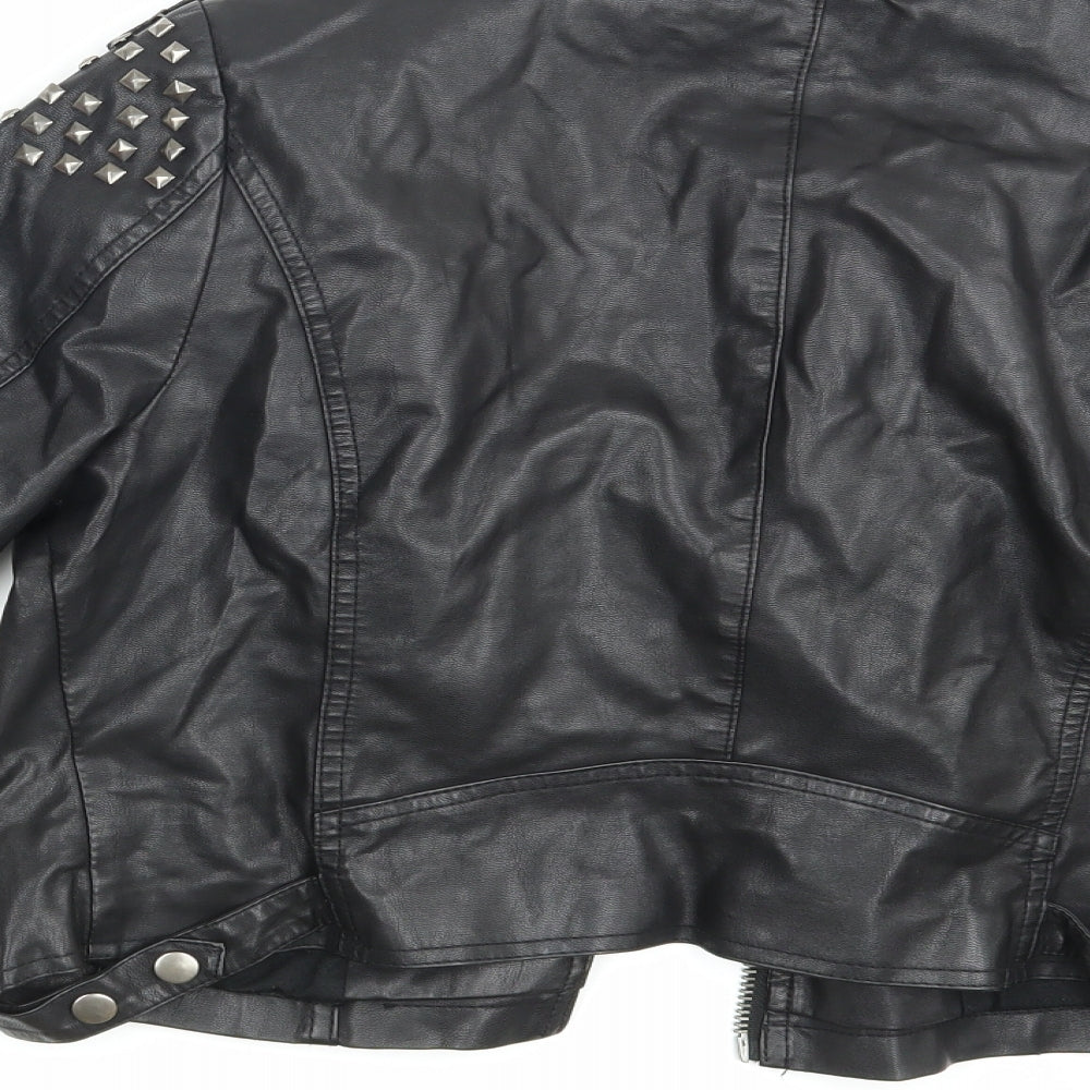 Topshop Womens Black   Biker Jacket Size 14
