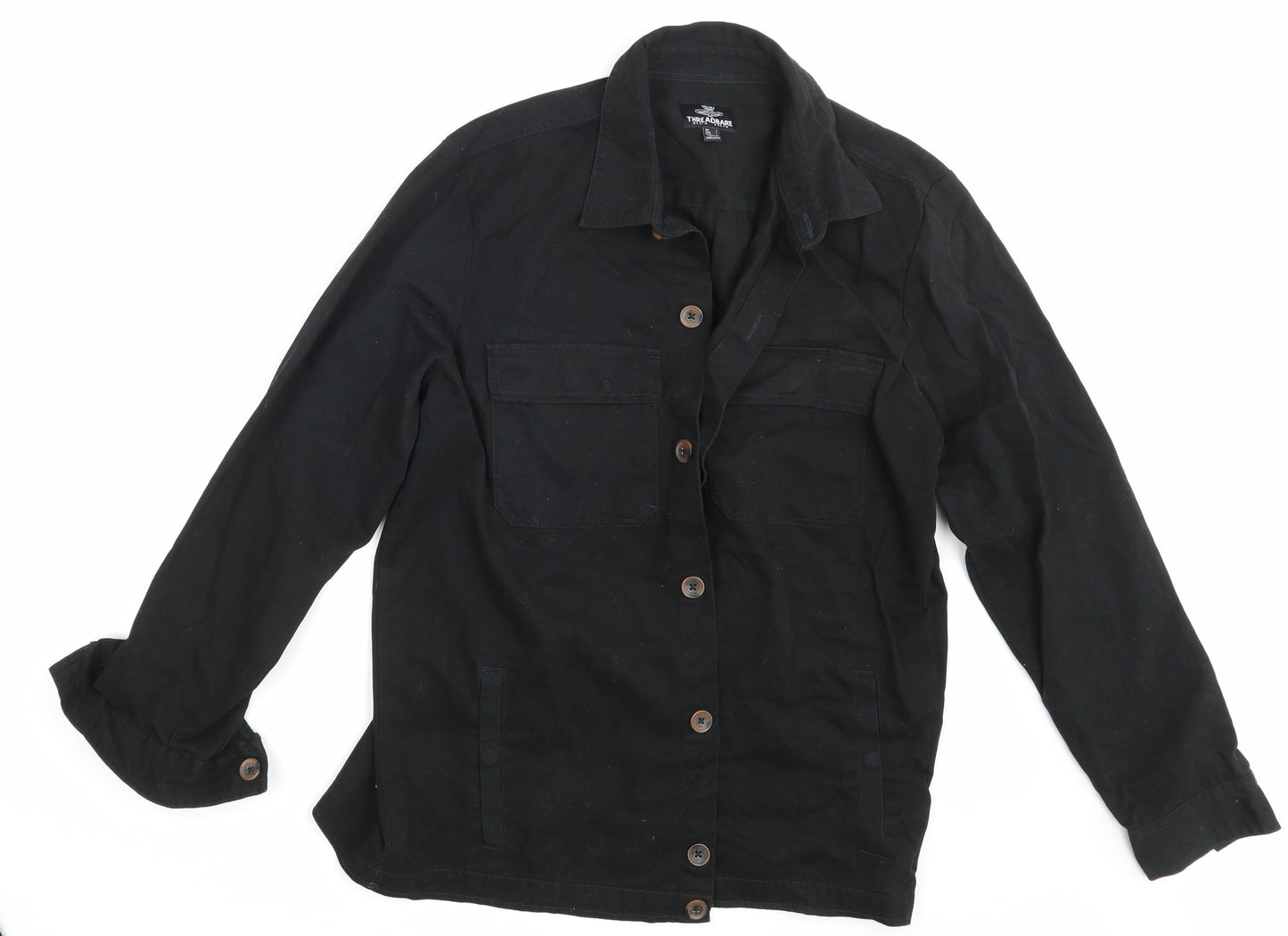 Threadbare Mens Black  Denim  Button-Up Size L