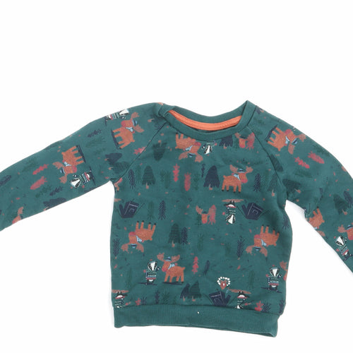 Primark Boys Green Animal Print  Pullover Jumper Size 24 Months  - Seasonal Christmas Festive Holiday