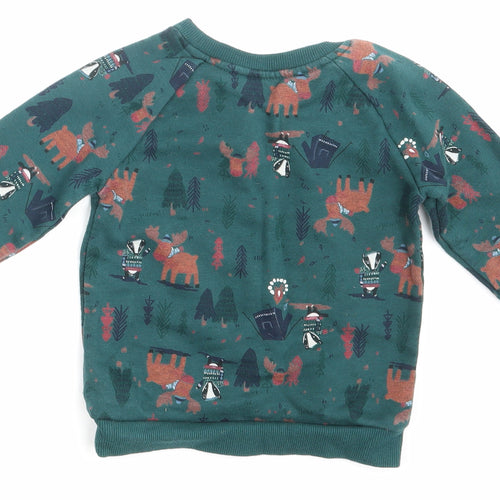 Primark Boys Green Animal Print  Pullover Jumper Size 24 Months  - Seasonal Christmas Festive Holiday