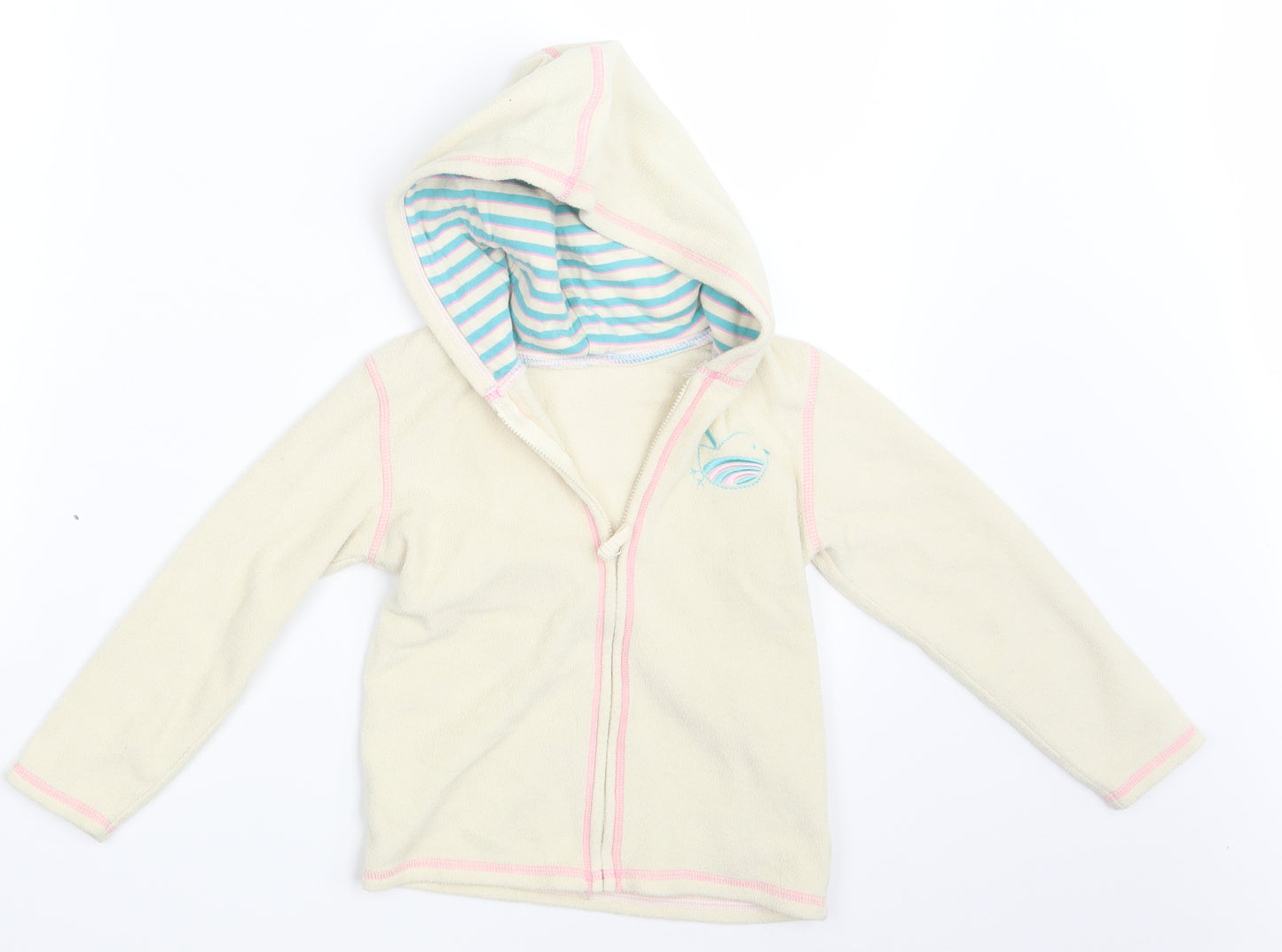 M&S Girls Ivory   Full Zip Hoodie Size 4-5 Years