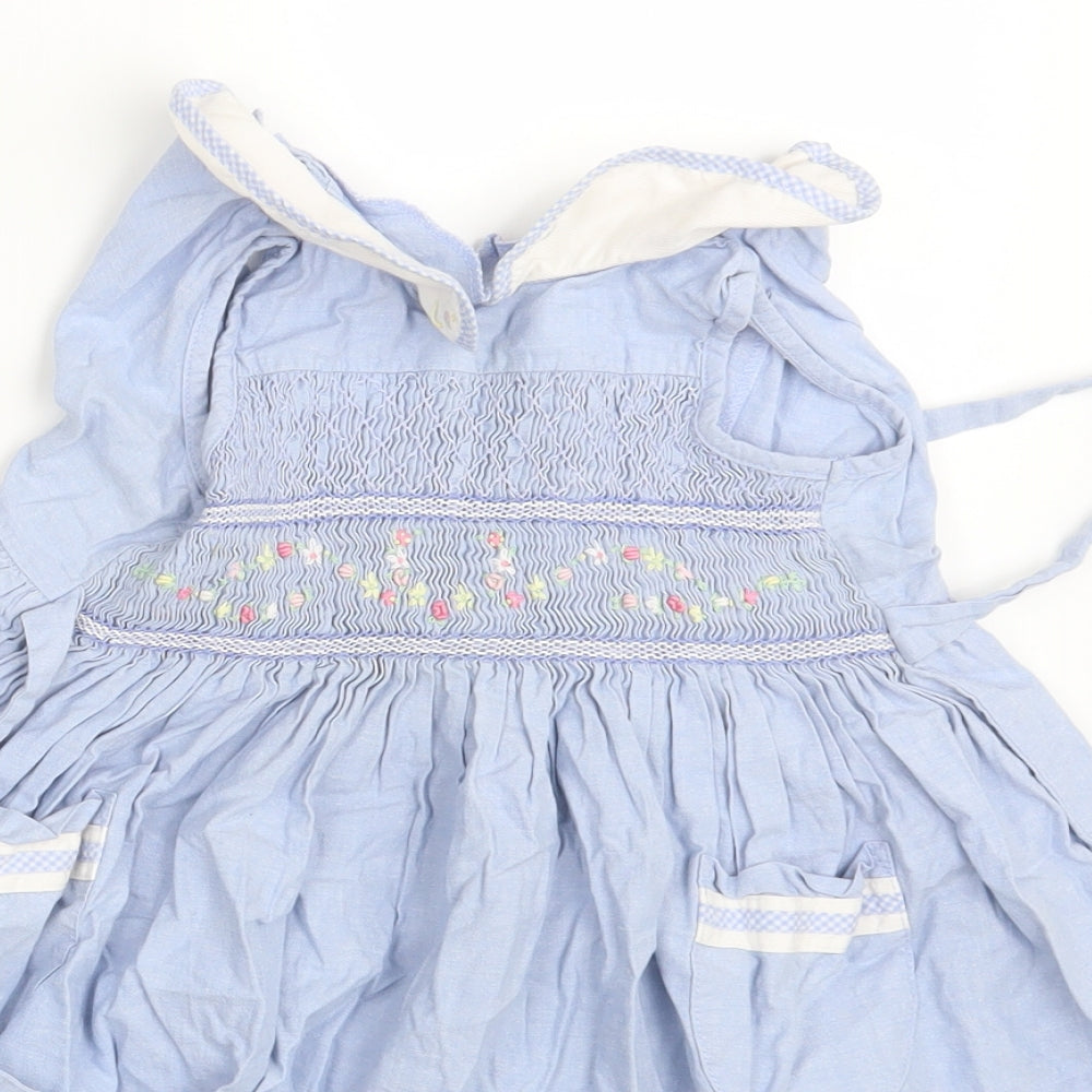 M&S Girls Blue Floral  A-Line  Size 2-3 Years