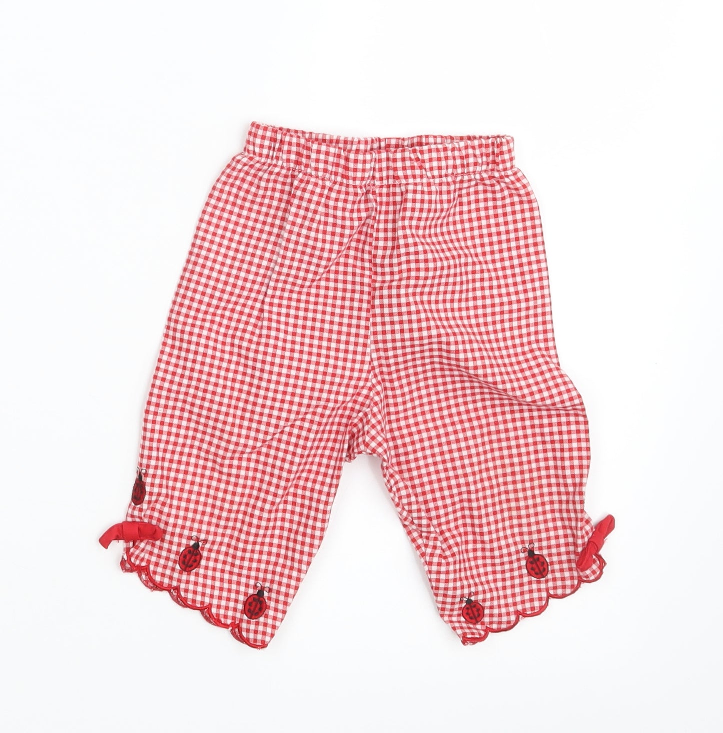 Rare Editions Girls Red Check  Sweatpants Trousers Size 18 Months  - Waist 16in; Inside  leg 6in