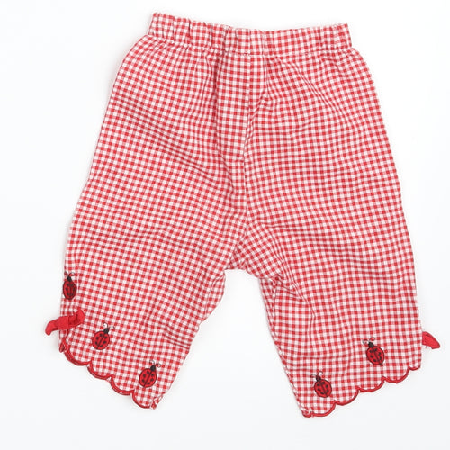 Rare Editions Girls Red Check  Sweatpants Trousers Size 18 Months  - Waist 16in; Inside  leg 6in